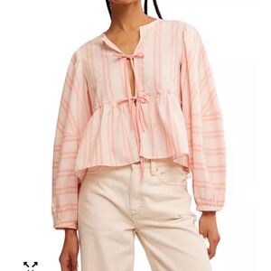 Free People Brunch Babe Tie Front  blouse